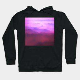 Misty Mountains - unearthly landscape with mountain peaks in pink and purple (impressionist style) Hoodie